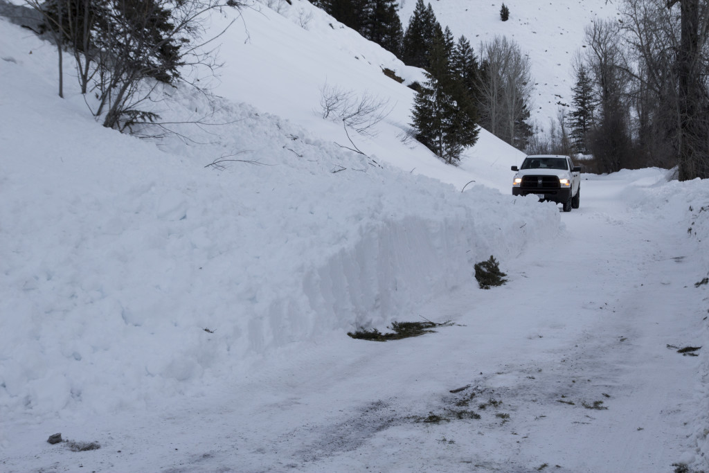 This was one of several avalanches that crossed Warm Springs road out past the ski area. 