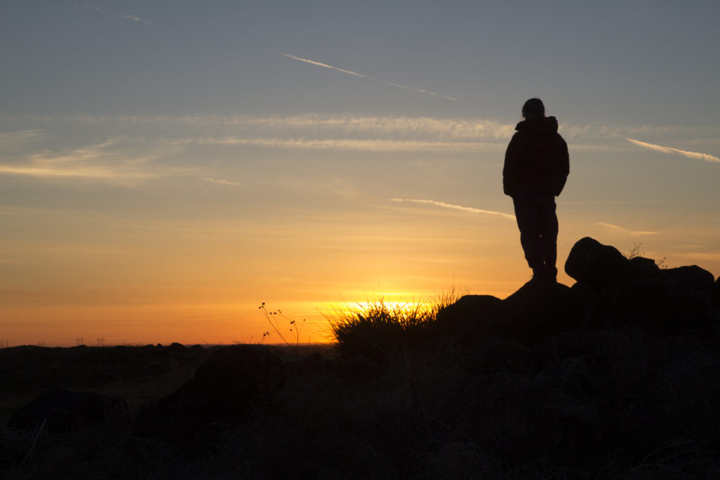 Robyn enjoying a sunset from our camp near Dierkes Lake, Idaho.