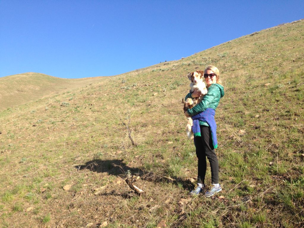 Robyn and Chossy on a walk up Carbonate behind our house. 