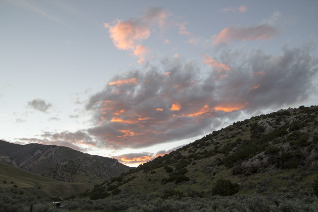 Beautiful sunset as we await a ride to the top.